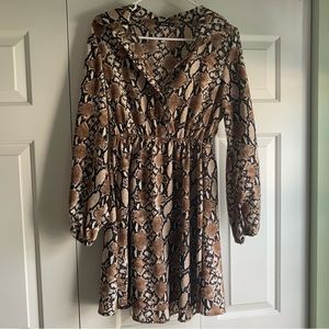 Snakeprint Collared Dress